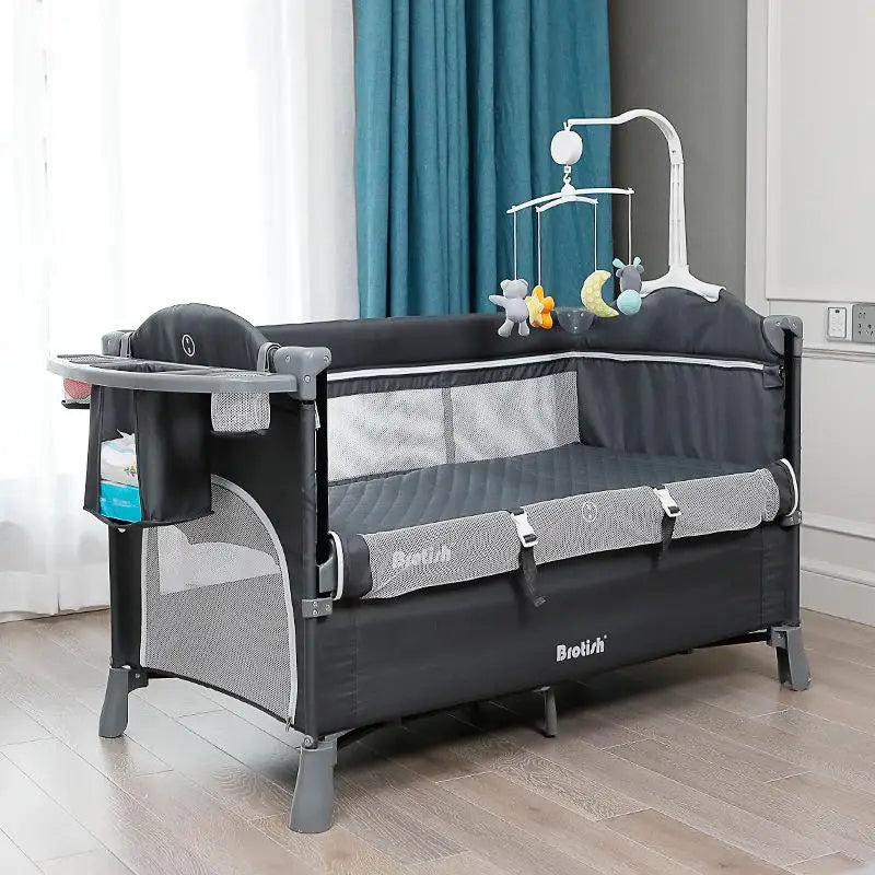 Lit bébé portable multifonctionnel Lit bébé pliable avec table à couches Berceau à bascule Lit de jeu pour enfants Meubles de chambre à coucher pour 0-6 ans